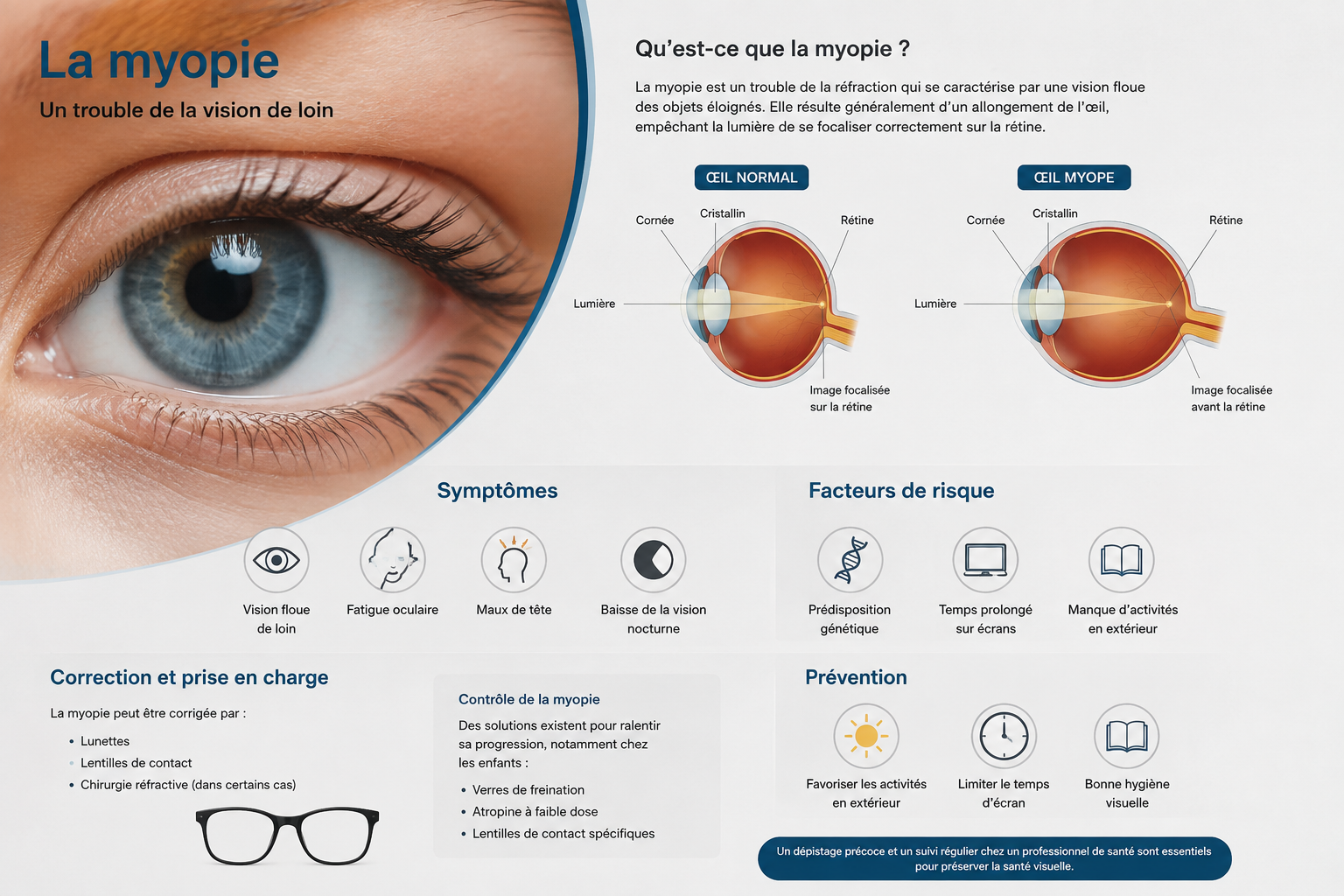 Personne essayant des lunettes de vue en boutique pour corriger sa myopie